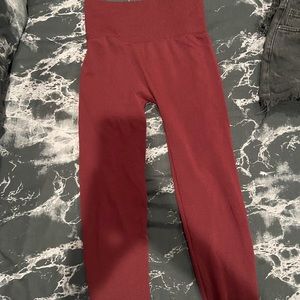 Thick Waistband Burgundy Leggings